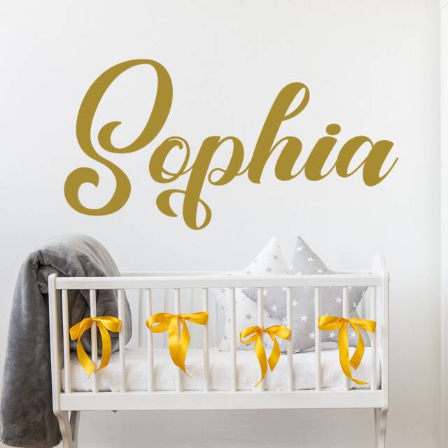 Girl Name Wall Decal - Stickers Nursery Girls Bedroom Decor Gold Custom Vinyl Dm117 - image 1