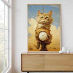 Dali Ginger Cat Wall Art Print - Surrealist Portrait - thumbnail 3