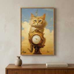 Dali Ginger Cat Wall Art Print - Surrealist Portrait - thumbnail 1