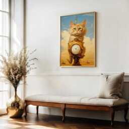 Dali Ginger Cat Wall Art Print - Surrealist Portrait - thumbnail 2