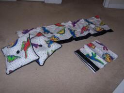 "Children's , Dinosaur Print Valances 1 Pair 52"" X 15.5"" Matching Throw Pillows Home Decor 14"