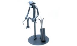 Funny Golf Gift For Men - Personalized Nuts & Bolts Golfer Sculpture, Handmade Metal Art Trophy, Angry Decor - thumbnail 1