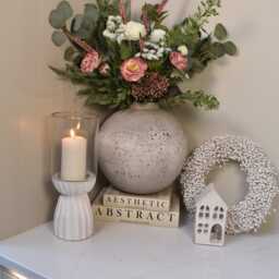 White Carved Glass Hurricane Lantern - thumbnail 3