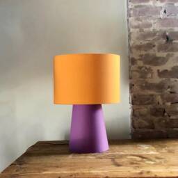 Designer Table Lamp Handmade in Orange & Lilac. Unique Statement Lamp. Contemporary Home Decor - thumbnail 2