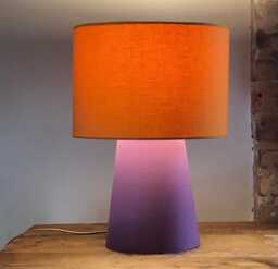 Designer Table Lamp Handmade in Orange & Lilac. Unique Statement Lamp. Contemporary Home Decor - thumbnail 1