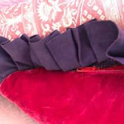 Vintage Indian Embroidered Textile Pillow, Hot Pink Silk Velvet - thumbnail 4