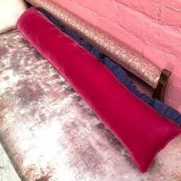 Vintage Indian Embroidered Textile Pillow, Hot Pink Silk Velvet - thumbnail 3