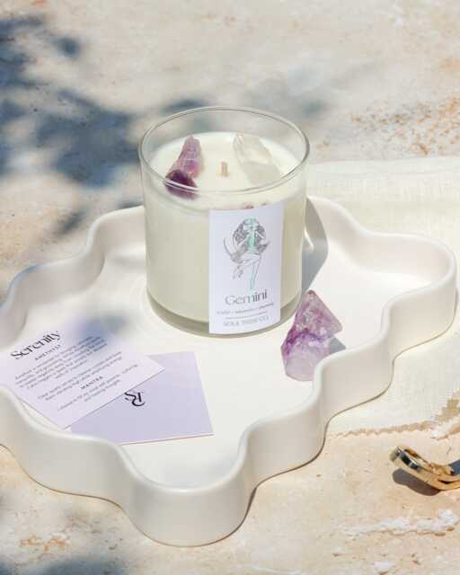 Iridescent Gemini Crystal Candle Egyptian Amber Scent, Vegan Handmade - image 1