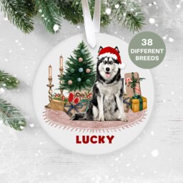 Siberian Husky, Dog Christmas Decoration , Personalised Ornament, Custom Pet Lover, Personalized Bauble UK - thumbnail 1