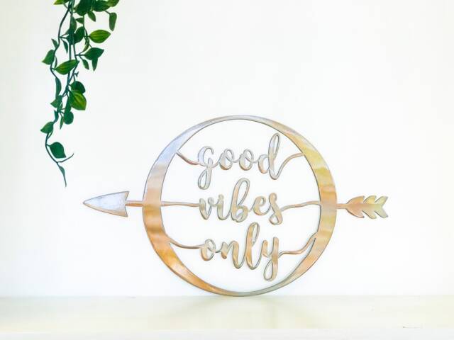 Good Vibes Only Metal Arrow Wall Art Sign - image 1