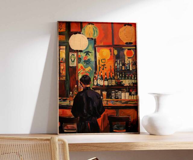 Japanese Izakaya Bar Poster, Tokyo Art, Print, Cocktail Asian Scene Decor - image 1