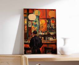 Japanese Izakaya Bar Poster, Tokyo Art, Print, Cocktail Asian Scene Decor - thumbnail 1