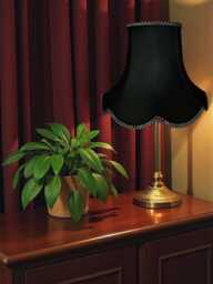 Black Fabric Lampshade Scalloped Trim, Handmade For Table, Floor, Wall, Ceiling Lights - thumbnail 1