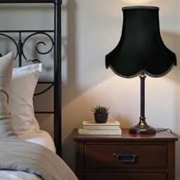 Black Fabric Lampshade Scalloped Trim, Handmade For Table, Floor, Wall, Ceiling Lights - thumbnail 2