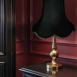 Black Fabric Lampshade Scalloped Trim, Handmade For Table, Floor, Wall, Ceiling Lights - thumbnail 3