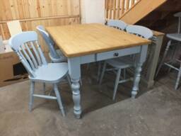 Farmhouse Painted 4' X 3' Kitchen/Dining Table With Waxed Pine Top - Bespoke Colours & Sizes Available - thumbnail 1