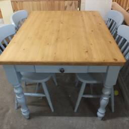 Farmhouse Painted 4' X 3' Kitchen/Dining Table With Waxed Pine Top - Bespoke Colours & Sizes Available - thumbnail 2