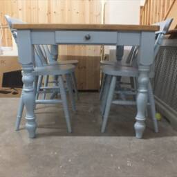 Farmhouse Painted 4' X 3' Kitchen/Dining Table With Waxed Pine Top - Bespoke Colours & Sizes Available - thumbnail 3