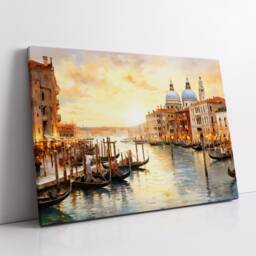 Venice Italy Gondola Boat River Landmark Oil Painting Watercolor Wall Art Framed Calming Canvas Poster Print Home Office Room Decor Gifts - thumbnail 2