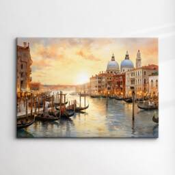 Venice Italy Gondola Boat River Landmark Oil Painting Watercolor Wall Art Framed Calming Canvas Poster Print Home Office Room Decor Gifts - thumbnail 3