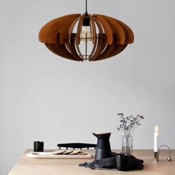 Pendant Light, Wood Scandinavian Ceiling Lamp, Dining Hanging Lighting Fixture, Modern Chandelier, Wooden Lamp Shade, Minimal - thumbnail 2