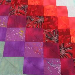 Bargello Flame Queen - Cal King Custom Quilt, Bespoke Amish Inspired Patchwork Quilt Bedspread, Hand Quilted Style Decor - thumbnail 4