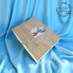 Baby Memory Keepsake Box Blue Hot Air Balloon & Teddy Bear - thumbnail 1