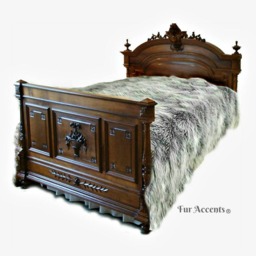 Gray Shag Faux Fur Bedspread - Wolf Bear Skin Design