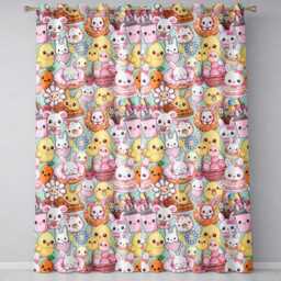 Cute Easter Bunny Chick Donut Basket Kawaii Mint Background Seamless Pattern Readymade Eyelet Ring Top Thermal 100% Blackout Curtains - thumbnail 2