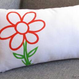 Animated Flower Decorative Throw Pillow Cover/Case Cushion - Red/Yellow/Turquoise/Orange 12x20 - thumbnail 4