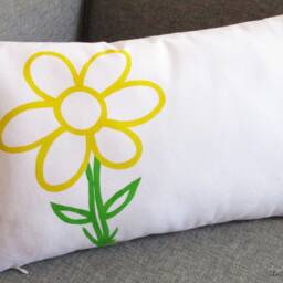 Animated Flower Decorative Throw Pillow Cover/Case Cushion - Red/Yellow/Turquoise/Orange 12x20 - thumbnail 3