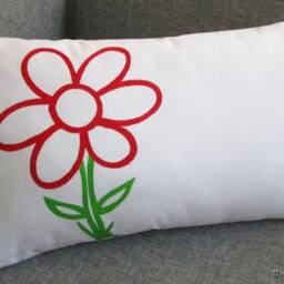 Animated Flower Decorative Throw Pillow Cover/Case Cushion - Red/Yellow/Turquoise/Orange 12x20 - thumbnail 2