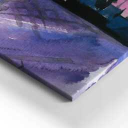Cats Looking At The Moon Canvas, Wall Art Picture, Purple Decoration, Canvas - thumbnail 3