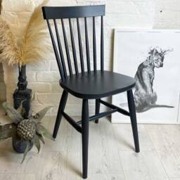 stick Back Scandi Dining Chair. Painted in Any Colour. Modern Minimal Design With Simple Spindle & Contemporary Nordic Tapered Legs