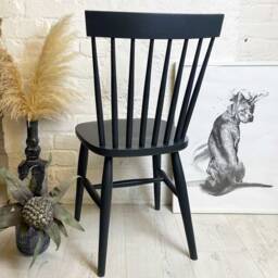 stick Back Scandi Dining Chair. Painted in Any Colour. Modern Minimal Design With Simple Spindle & Contemporary Nordic Tapered Legs - thumbnail 2