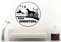 Gone Shooting Sign Logo Emblem With Dog Ducks Swamp Wall Decal Vinyl Sticker Mural Room Decor L735 - thumbnail 1