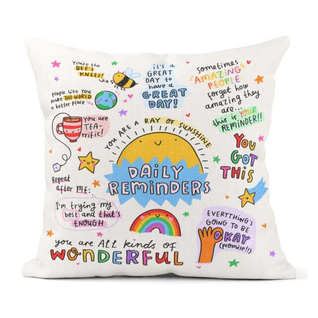 Daily Reminders Cushion - Mental Health Positivity Gift, Affirmations, Birthday Thank You, Friendship Linen - image 1
