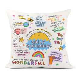 Daily Reminders Cushion - Mental Health Positivity Gift, Affirmations, Birthday Thank You, Friendship Linen - thumbnail 1
