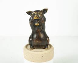 Pig Bronze Sculpture 3.5 Inch, Sculpture, Figurine, Handmade, Room Decor, House Housewarming, Table Special Gift