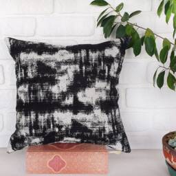 Black & White Woven Abstract Pillow Cover Modern Home Decor - thumbnail 3