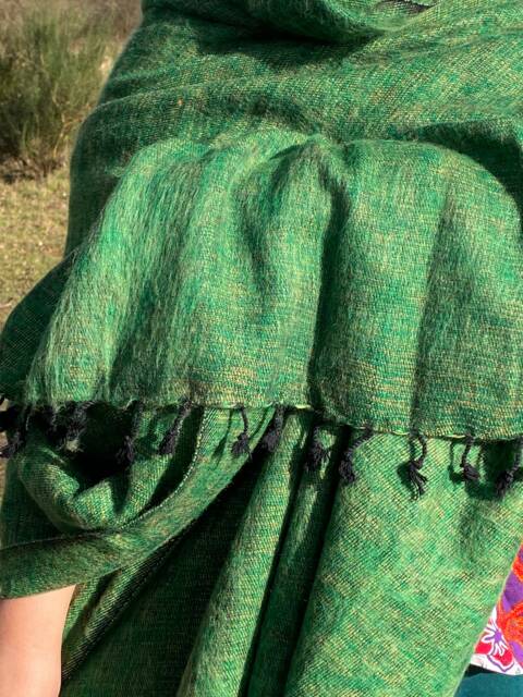 Handmade Mint Green Yak Wool Blend Blanket Oversized Meditation Shawl - image 1