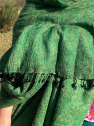 Handmade Mint Green Yak Wool Blend Blanket Oversized Meditation Shawl - thumbnail 1