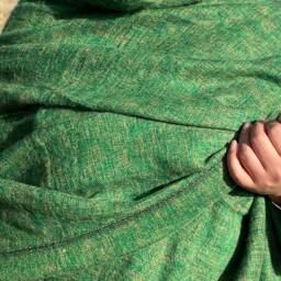 Handmade Mint Green Yak Wool Blend Blanket Oversized Meditation Shawl - thumbnail 4