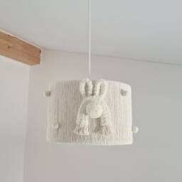 Neutral Bunny Lampshade Cotton Rope Nursery Ceiling Light