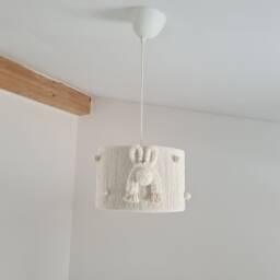 Neutral Bunny Lampshade Cotton Rope Nursery Ceiling Light - thumbnail 3