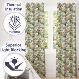 Cartoon Dogs Crowd Multicolour Pattern Readymade Eyelet Ring Top Thermal 100% Blackout Curtains - thumbnail 3