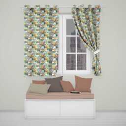 Cartoon Dogs Crowd Multicolour Pattern Readymade Eyelet Ring Top Thermal 100% Blackout Curtains