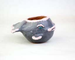 Ceramic Whale Planter, Turquoise Blue Animal Pot - thumbnail 1