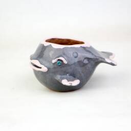Ceramic Whale Planter, Turquoise Blue Animal Pot - thumbnail 3