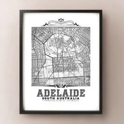 Adelaide Australia Map Art Print Vintage Black & White City Decor - thumbnail 2